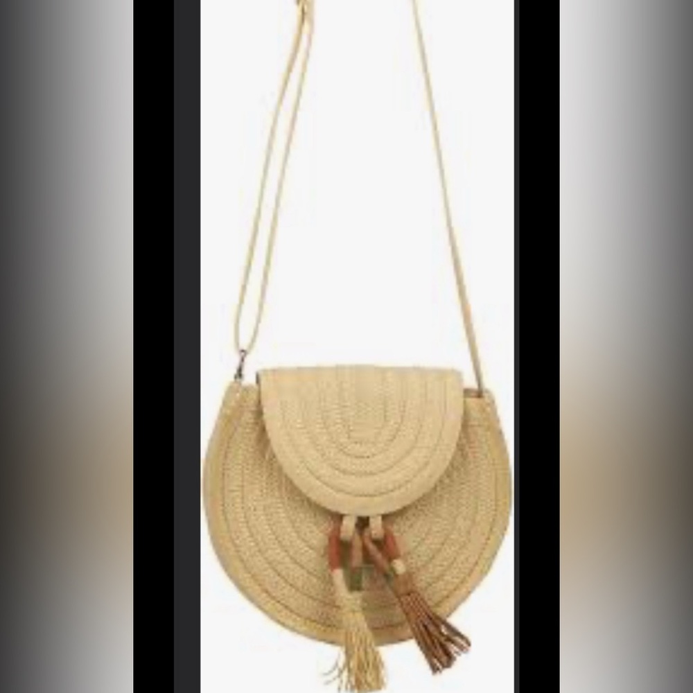 Deluzio Summer Straw Crotchet Crossbody Purse Boho Woven Tassle New W/ Tags